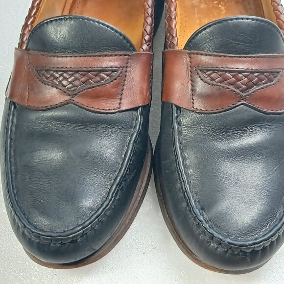 Allen Edmonds Newcastle Black & Brown Leather Braided Loafers Mens 9D Made USA main image 13